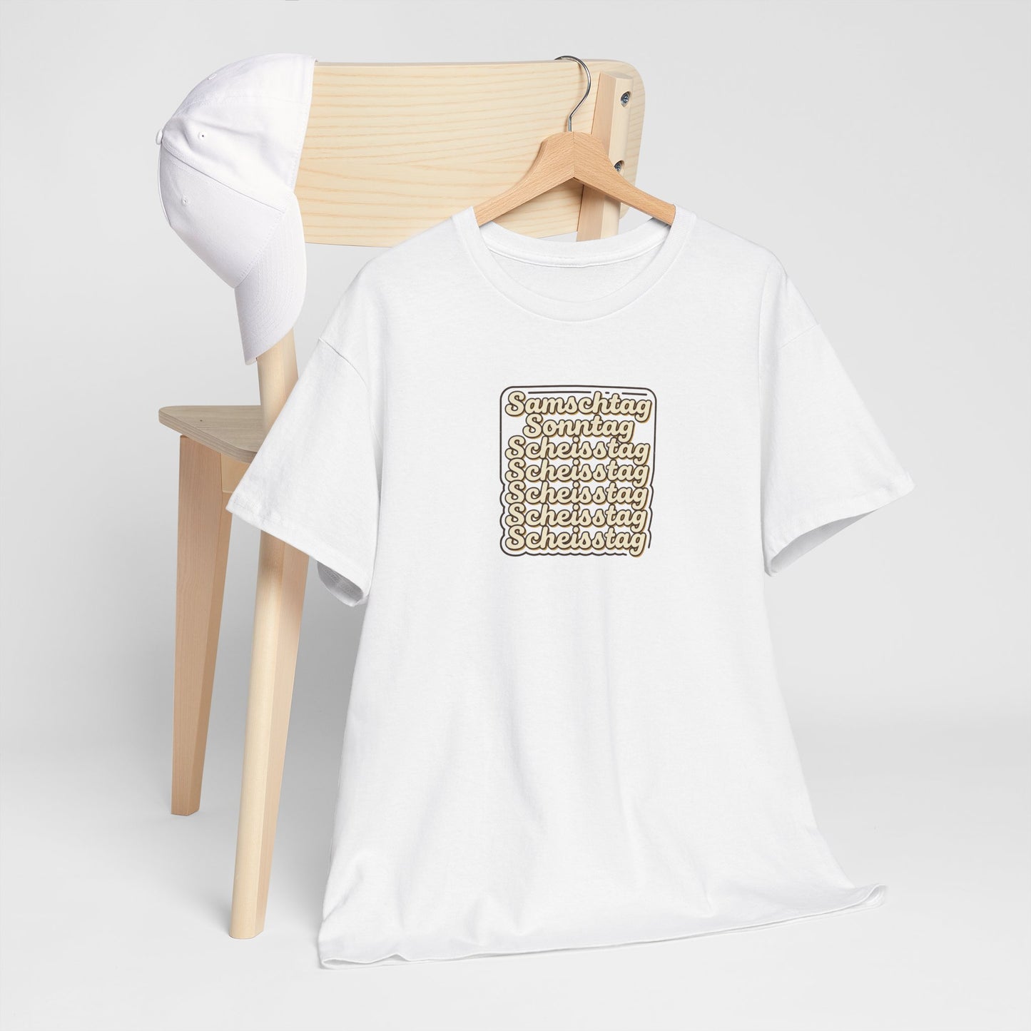 Vintage Stacked Script Tee — 'Stronger' Repeating Text Graphic