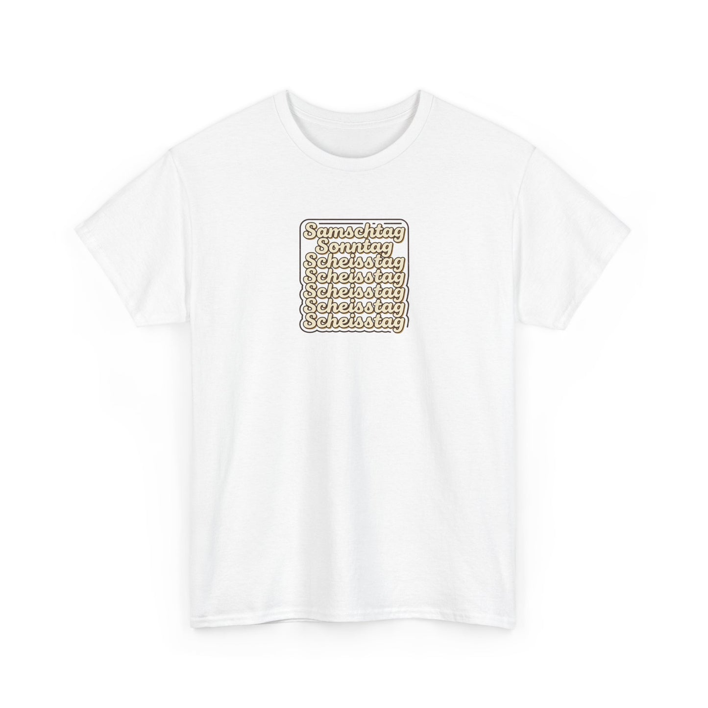 Vintage Stacked Script Tee — 'Stronger' Repeating Text Graphic