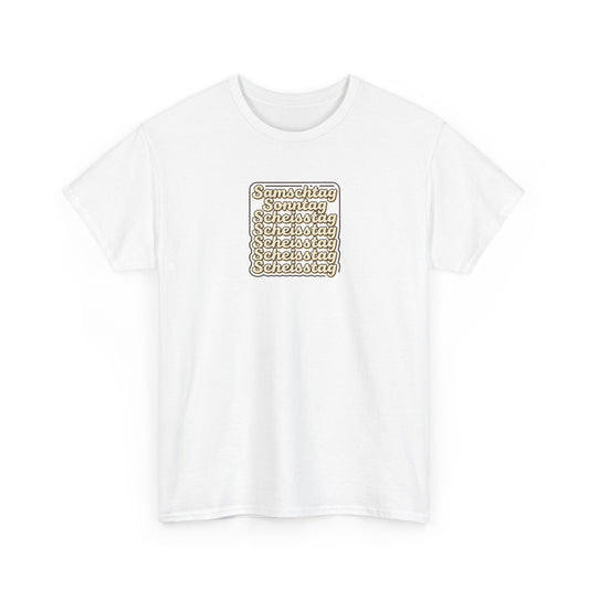 Vintage Stacked Script Tee — 'Stronger' Repeating Text Graphic